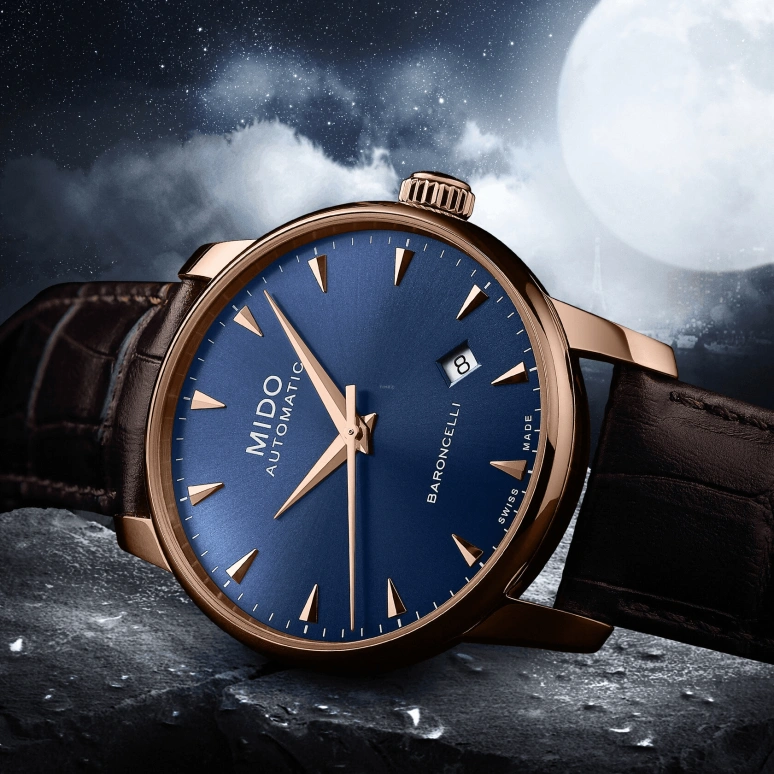 Mido,Baroncelli 38mm,38mm,Stainless Steel,Rose Gold,Blue,Automatic,80hours,In-house Caliber,M8600,M8600.3.15.8