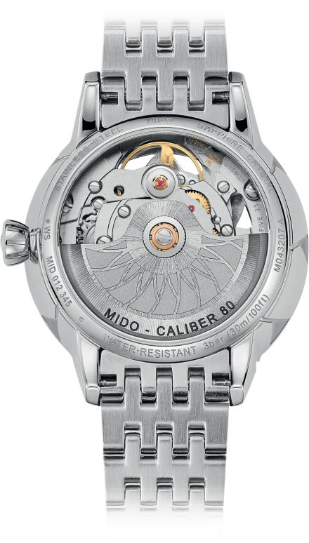 Mido,Rainflower 34mm,34mm,Stainless Steel,White,Automatic,80hours,Sapphire,M043,M043.236.11.101.00