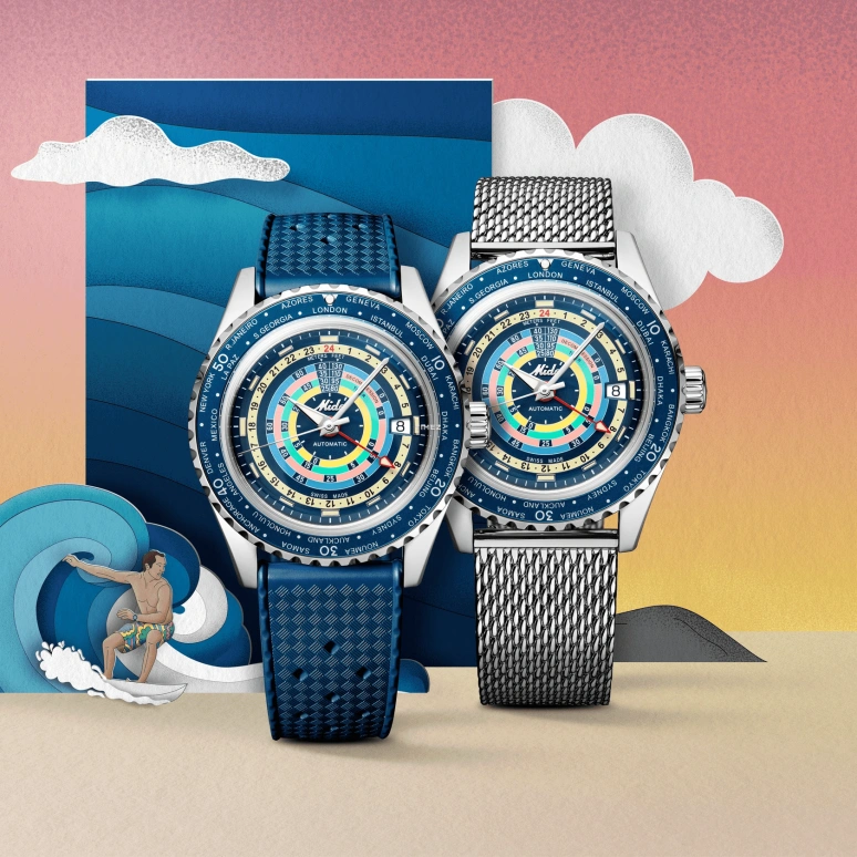 Mido,Ocean Star 40.50mm,40.50mm,Stainless Steel,Blue,Automatic,Day,World Time,M026,M026.829.17.041.00