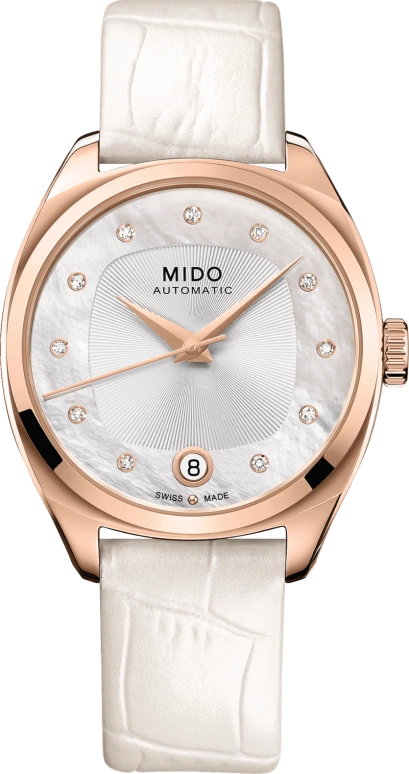 Mido,Belluna 33mm,33mm,Stainless Steel,Rose Gold,White,Automatic,80hours,In-house Caliber,M024,M024.307.37.116.00