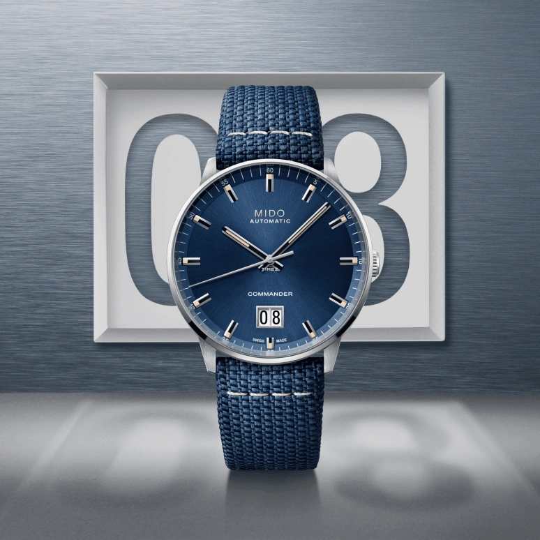 Mido,Commander 42mm,42mm,Stainless Steel,Blue,Automatic,Day,80hours,M021,M021.626.17.041.00