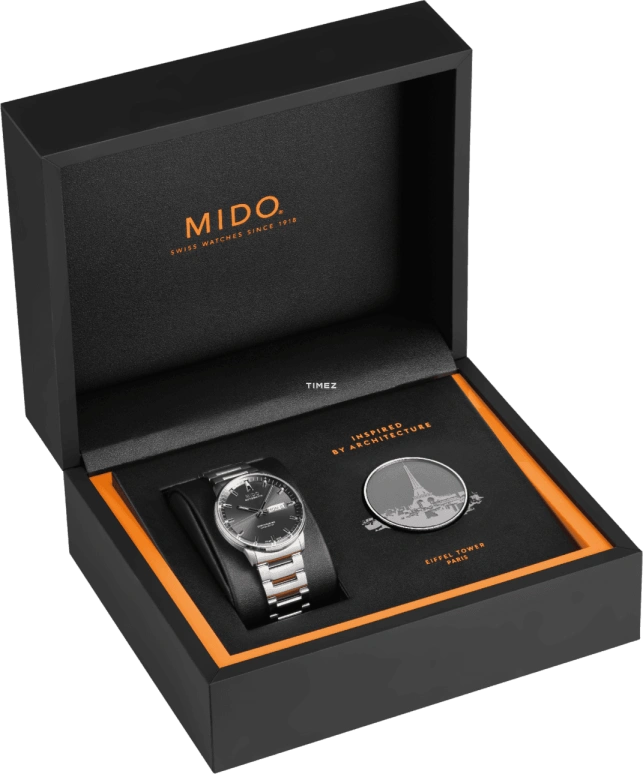 Mido,Commander 40mm,40mm,Stainless Steel,Smoky Coal,Coal Gray,Grey,Automatic,Date,Day,M021,M021.431.11.061.02