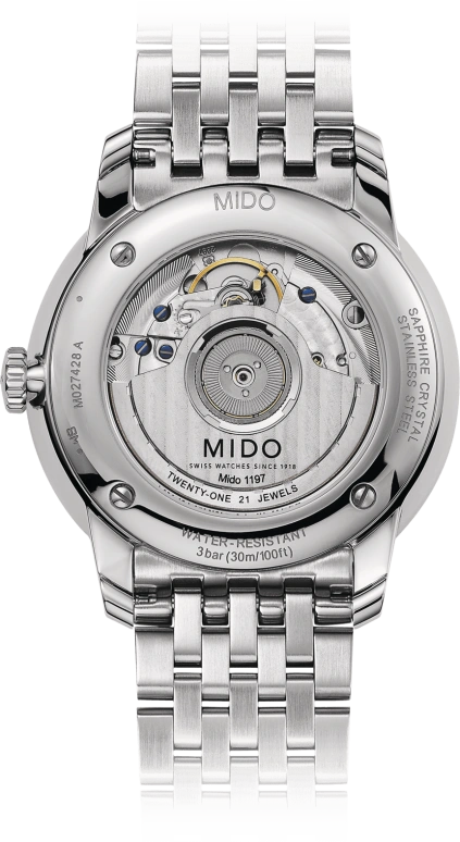 Mido,Baroncelli 40mm,40mm,Stainless Steel,White,Automatic,42hours,Sapphire,M027,M027.428.11.013.00