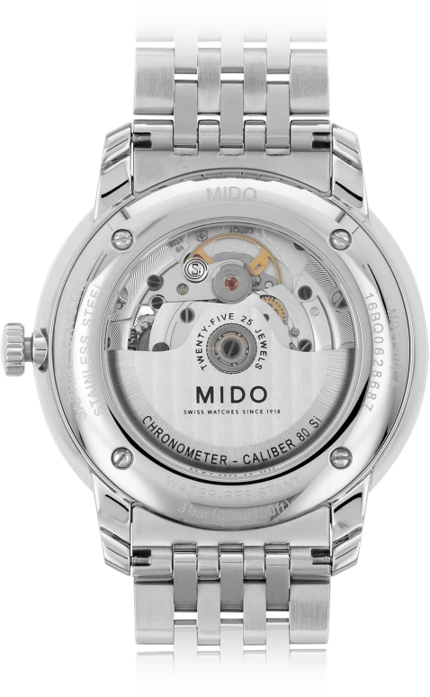 Mido,Baroncelli 40mm,40mm,Stainless Steel,White,Automatic,Date,Anti-magnetic,M027,M027.408.11.011.00