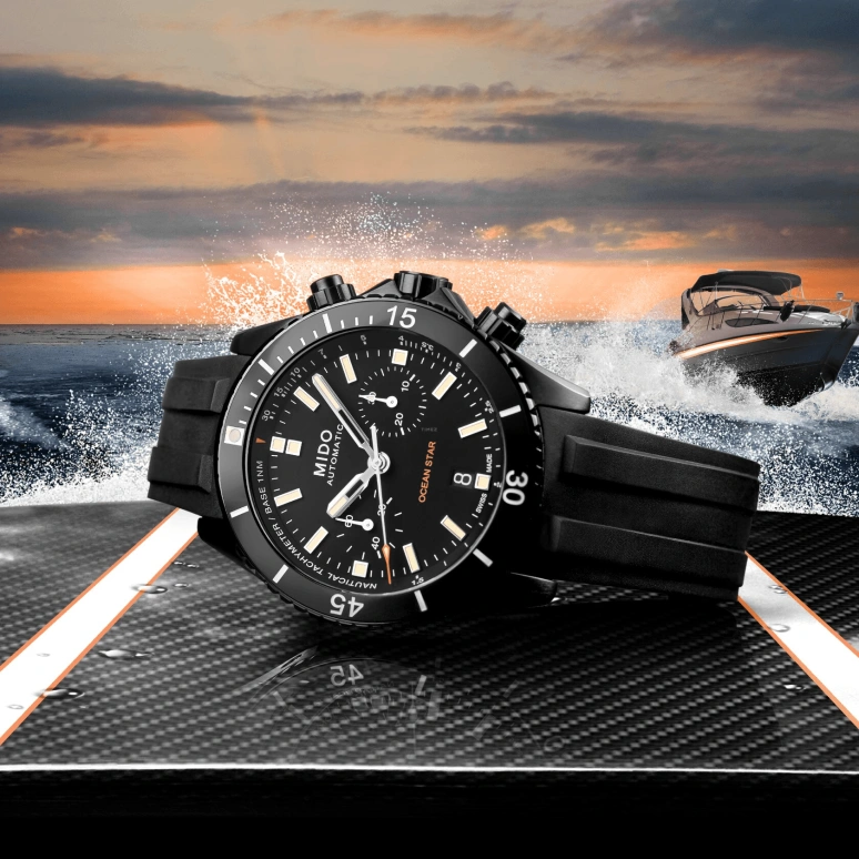 Mido,Ocean Star 44mm,44mm,Stainless Steel,Black,Automatic,Chronograph,Date,M026,M026.627.37.051.00