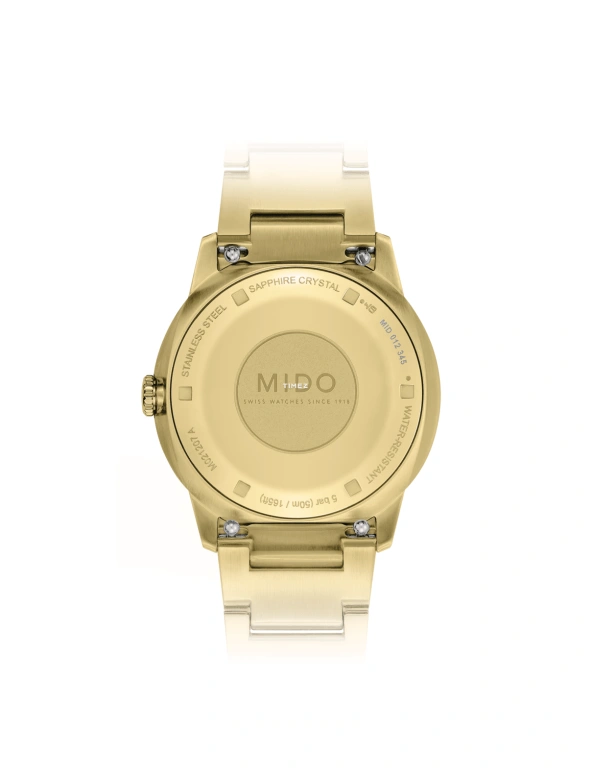 Mido,Commander 35mm,35mm,Stainless Steel,Champagne,Automatic,Day,Sapphire,Glass,M021,M021.207.33.021.00