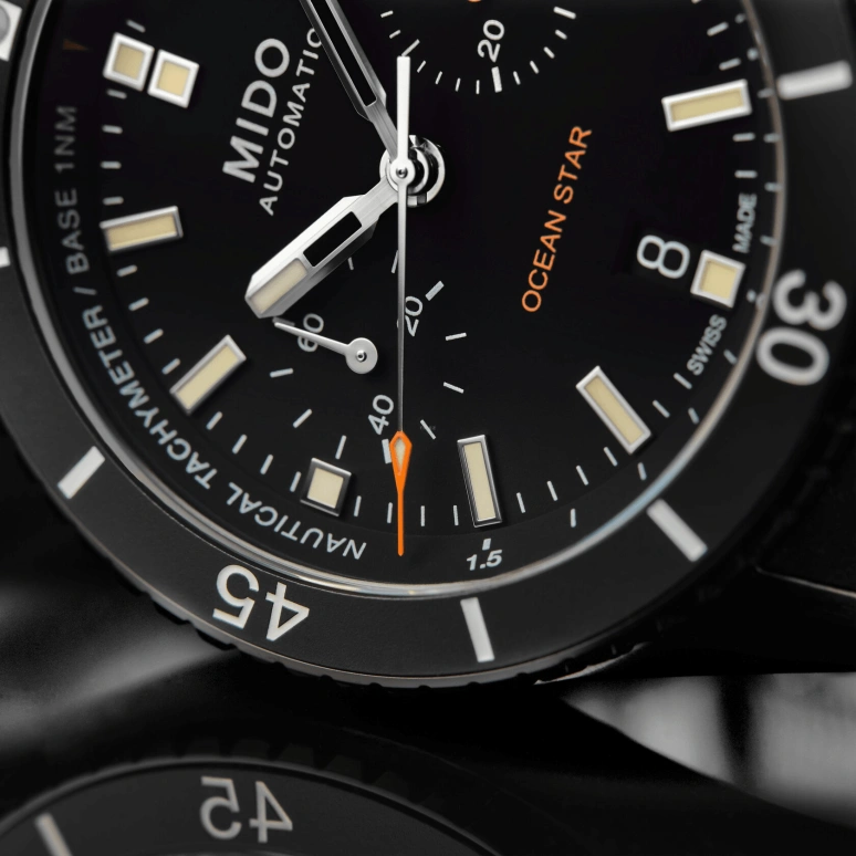 Mido,Ocean Star 44mm,44mm,Stainless Steel,Black,Automatic,Chronograph,Date,M026,M026.627.37.051.00