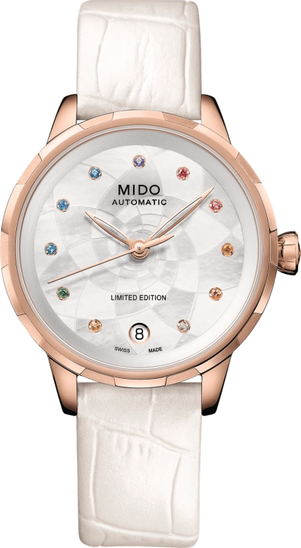 Mido,Rainflower 34mm,34mm,Stainless Steel,White,Automatic,Date,Anti-magnetic,M043,M043.207.33.109.00