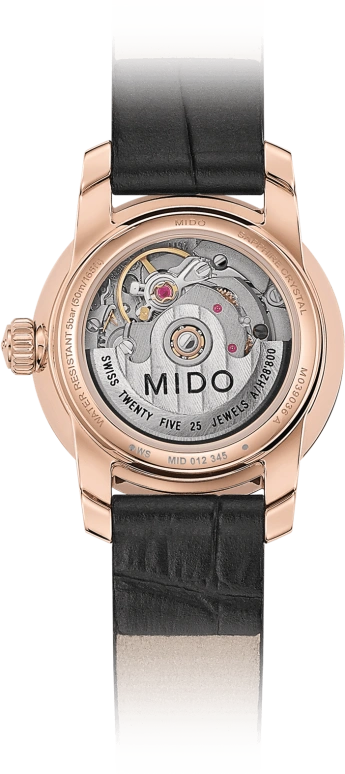 Mido,Baroncelli 25mm,25mm,Stainless Steel,Rose Gold,White,Automatic,38hours,Sapphire,M039,M039.007.36.013.00