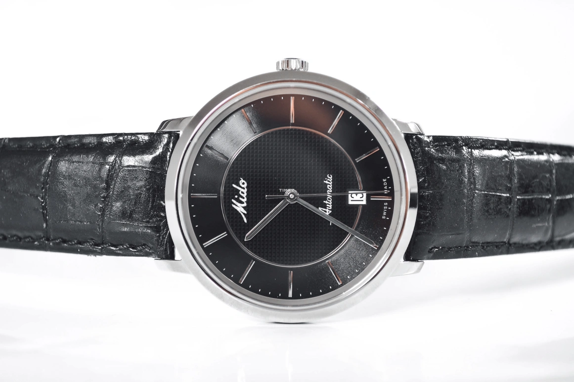 Mido,Baroncelli 39mm,39mm,Stainless Steel,Black,Automatic,Day,Sapphire,Crystal Glass,M3890,M3890.4.18.4