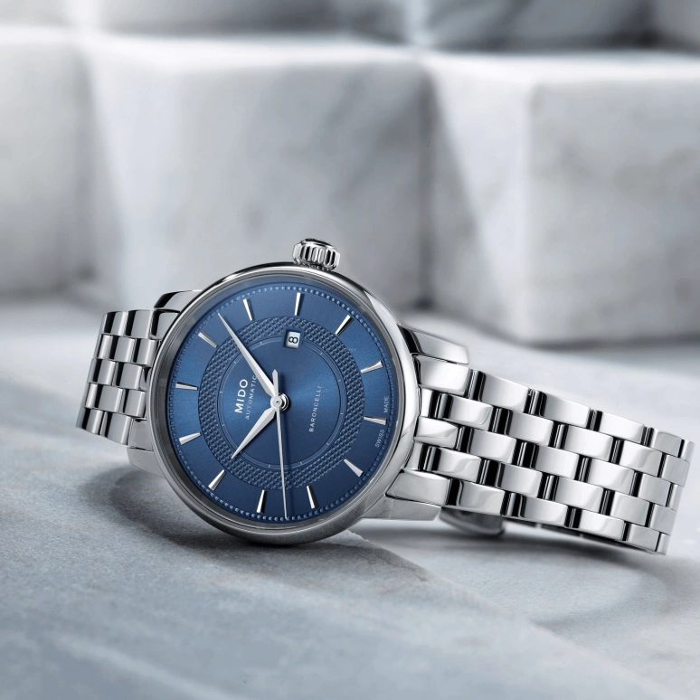 Mido,Baroncelli 39mm,39mm,Stainless Steel,Blue,Automatic,80hours,In-house Caliber,M037,M037.407.11.041.01