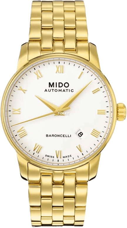 Mido,Baroncelli 38mm,38mm,Stainless Steel,White,Automatic,Day,42hours,M8600,M8600.3.26.1