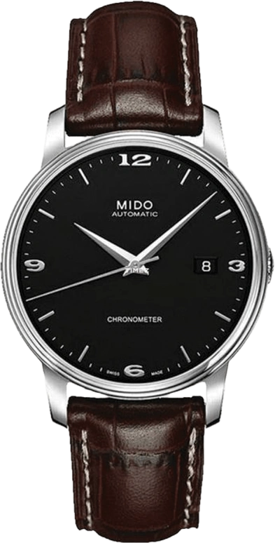 Mido,Baroncelli 39mm,39mm,Stainless Steel,Black,Automatic,Day,38hours,M010,M010.408.16.051.10