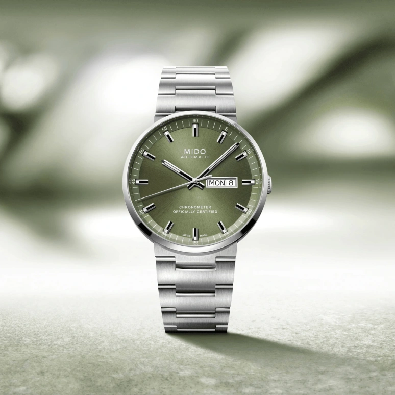 Mido,Commander 42mm,42mm,Stainless Steel,Olive Green,Luminous,White,Green,Automatic,80hours,In-house Caliber,M031,M031.631.11.091.00