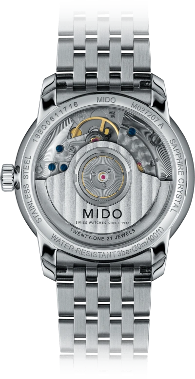 Mido,Baroncelli 33mm,33mm,Stainless Steel,White,Automatic,42hours,In-house Caliber,M027,M027.207.11.010.00