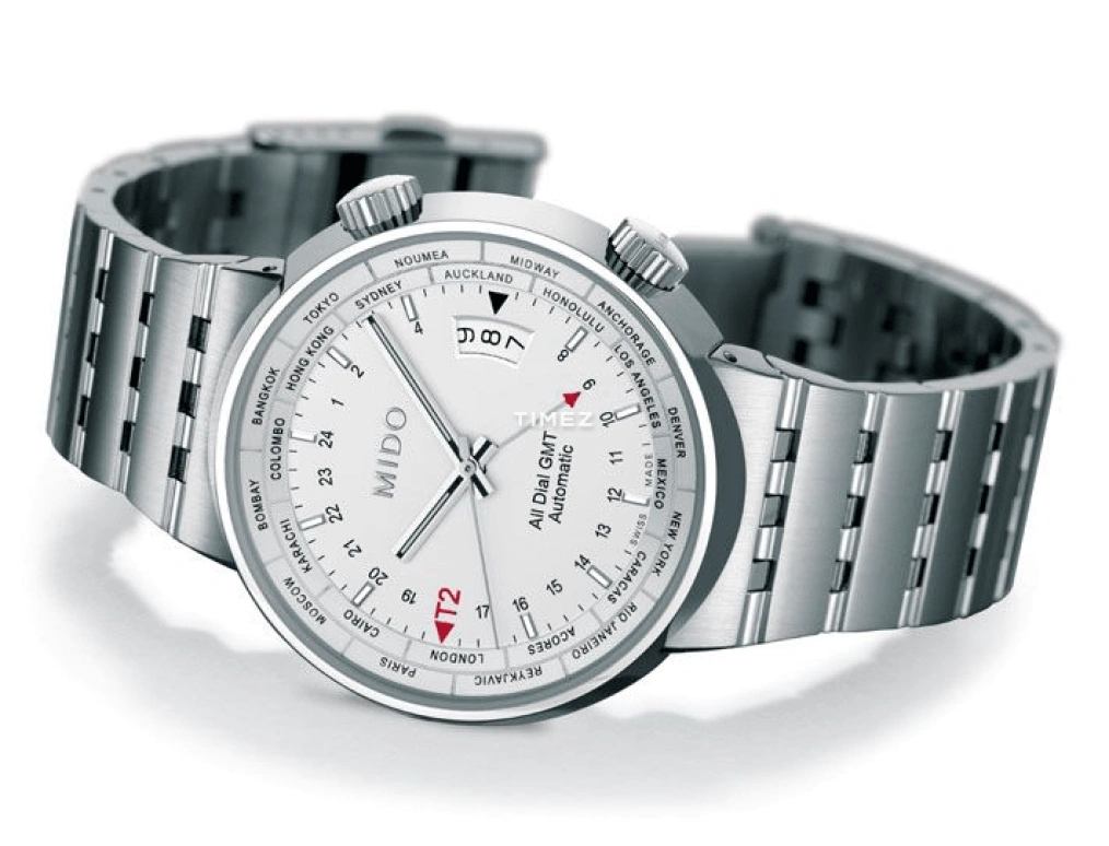 Mido,All Dial 42mm,42mm,Stainless Steel,White,Automatic,Day,Dule Time,World Time,M8350,M8350.4.11.1