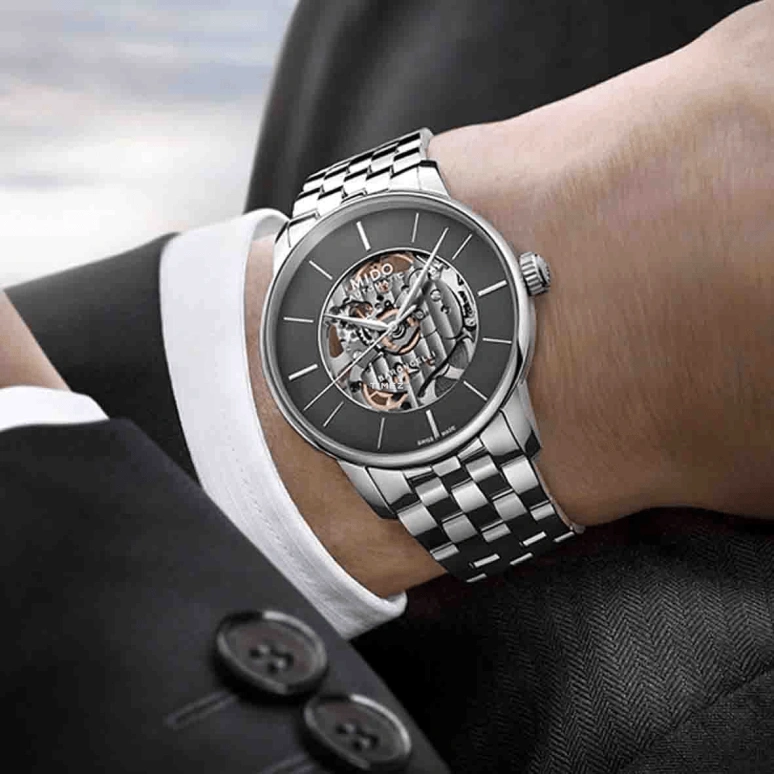 Mido,Baroncelli 39mm,39mm,Stainless Steel,Smoky Coal,Coal Gray,Grey,Automatic,80hours,In-house Caliber,M037,M037.436.11.061.00