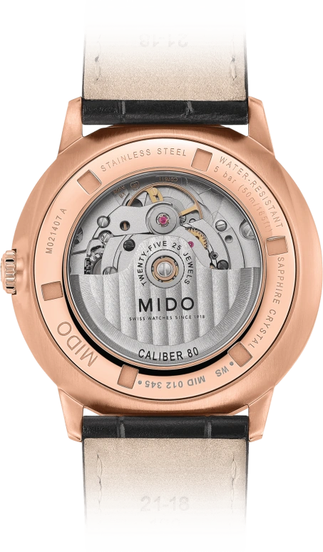 Mido,Commander 40mm,40mm,Stainless Steel,See-through,Automatic,Date,Anti-magnetic,M021,M021.407.36.411.00