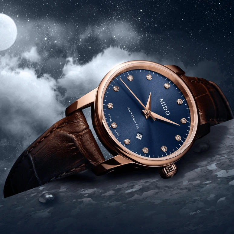 Mido,Baroncelli 29mm,29mm,Stainless Steel,Rose Gold,Blue,Automatic,38hours,Sapphire,M7600,M7600.3.65.8