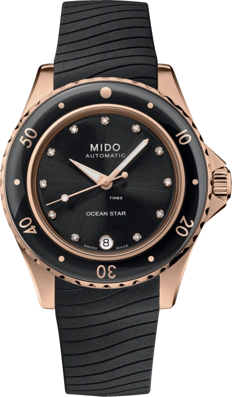 Mido,Ocean Star 36.50mm,36.50mm,Stainless Steel,Rose Gold,Black,Automatic,Sapphire,Glass,Round,M026,M026.207.37.056.00