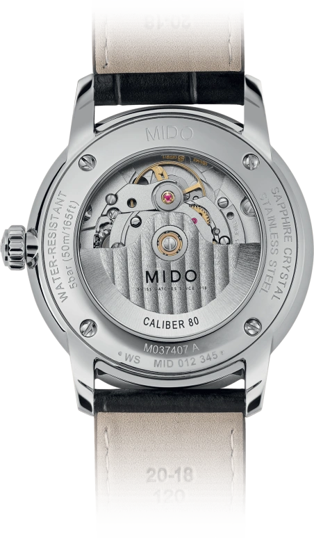 Mido,Baroncelli 39mm,39mm,Stainless Steel,White,Automatic,80hours,In-house Caliber,M037,M037.407.16.031.01