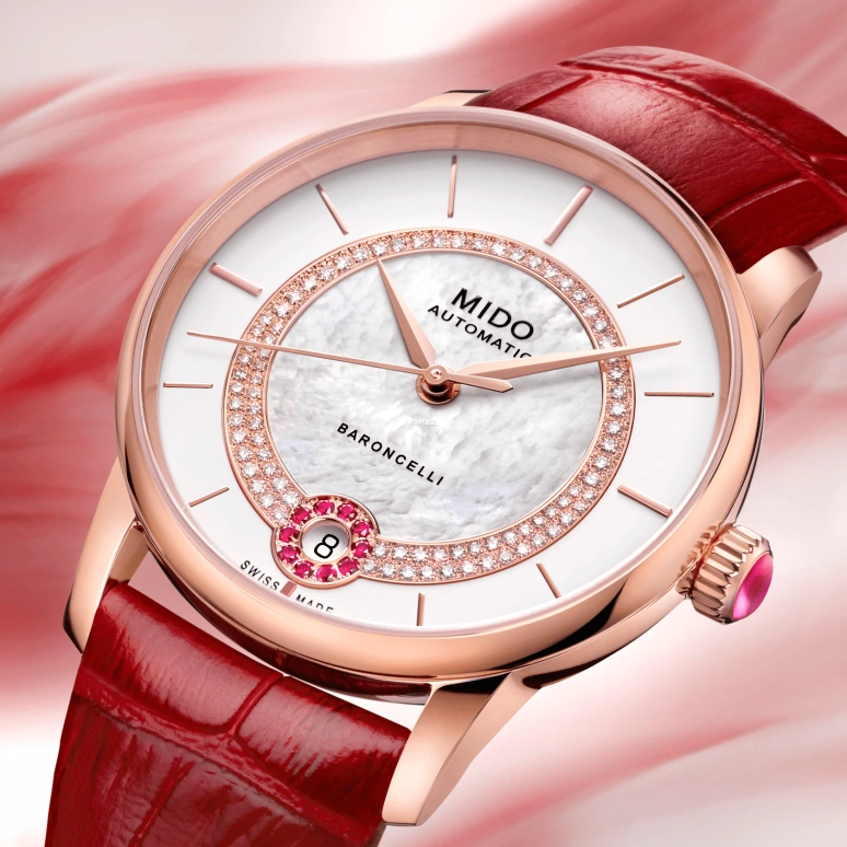 Mido,Baroncelli 33mm,33mm,Stainless Steel,Rose Gold,White,Automatic,Day,80hours,M037,M037.807.36.031.01