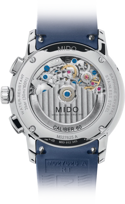 Mido,Baroncelli 42mm,42mm,Stainless Steel,Blue,Automatic,Chronograph,Moonphase,Month,Date,60hours,In-house Caliber,M027,M027.625.17.041.00