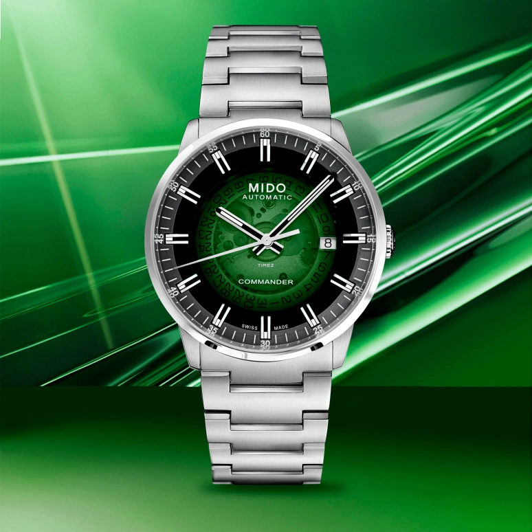 Mido,Commander 40mm,40mm,Stainless Steel,Green,Automatic,Day,80hours,M021,M021.407.11.411.03