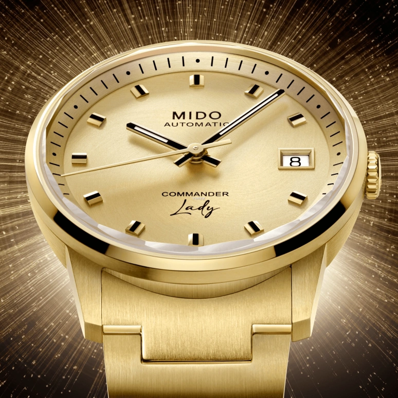 Mido,Commander 35mm,35mm,Stainless Steel,Champagne,Automatic,Day,Sapphire,Glass,M021,M021.207.33.021.00