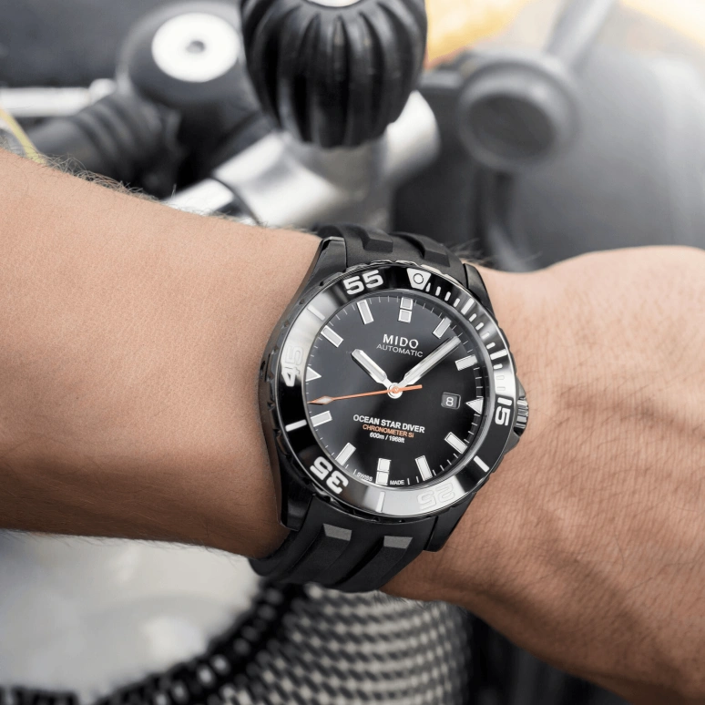 Mido,Ocean Star 43.50mm,43.50mm,Ceramic,Stainless Steel,Black,Automatic,Date,Anti-magnetic,M026,M026.608.37.051.00