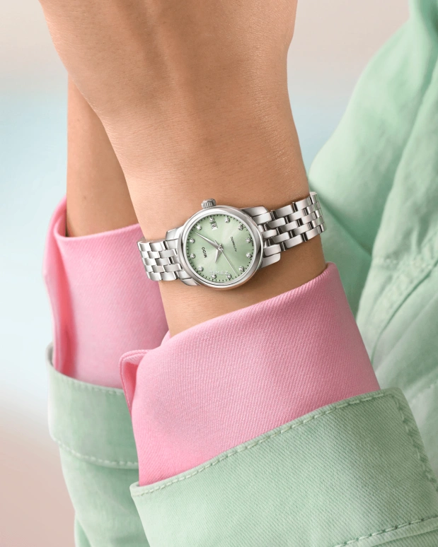 Mido,Baroncelli 25mm,25mm,Stainless Steel,Green,Automatic,Day,Sapphire,Crystal Glass,M039,M039.007.11.096.00