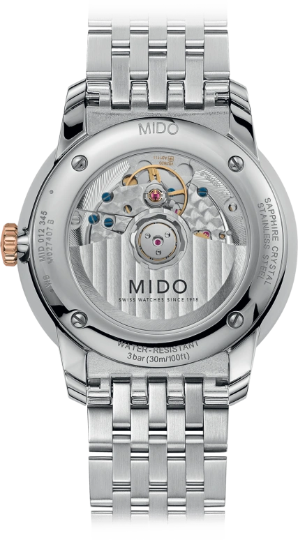 Mido,Baroncelli 39mm,39mm,Stainless Steel,White,Automatic,72hours,In-house Caliber,M027,M027.407.22.010.01