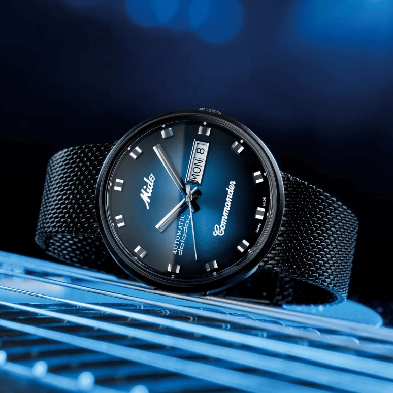 Mido,Commander 37mm,37mm,Stainless Steel,Blue,Automatic,Date,Day,M8429,M8429.3.25.11