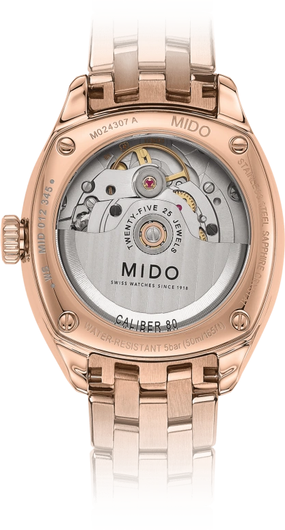 Mido,Belluna 33mm,33mm,Stainless Steel,Rose Gold,Silver,Automatic,80hours,In-house Caliber,M024,M024.307.33.036.00