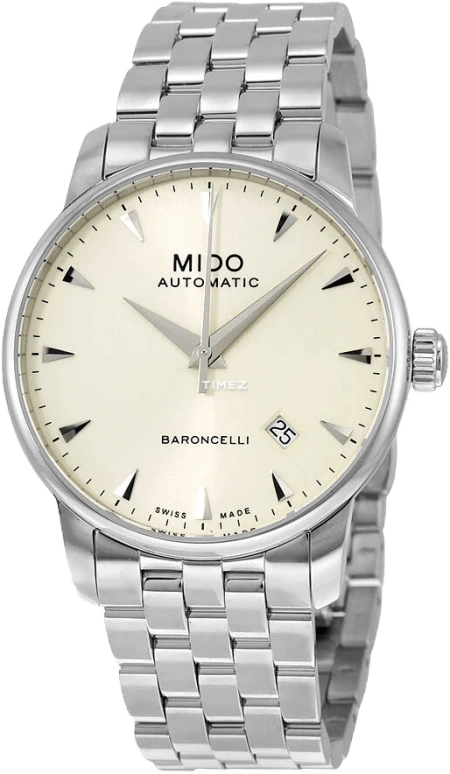 Mido,Baroncelli 38mm,38mm,Stainless Steel,Cream,Automatic,Day,80hours,M8600,M8600.4.14.1