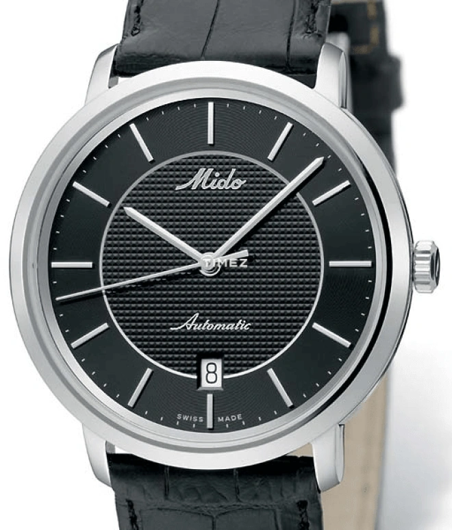 Mido,Baroncelli 39mm,39mm,Stainless Steel,Black,Automatic,Day,Sapphire,Crystal Glass,M3890,M3890.4.18.4