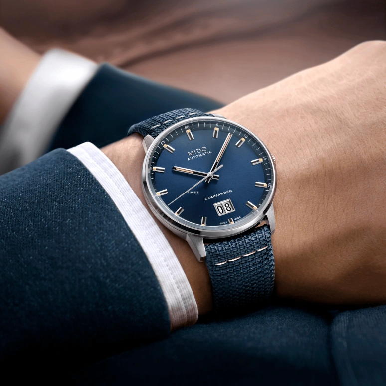 Mido,Commander 42mm,42mm,Stainless Steel,Blue,Automatic,Day,80hours,M021,M021.626.17.041.00
