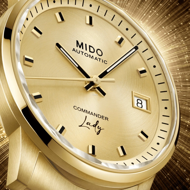 Mido,Commander 35mm,35mm,Stainless Steel,Champagne,Automatic,Day,Sapphire,Glass,M021,M021.207.33.021.00