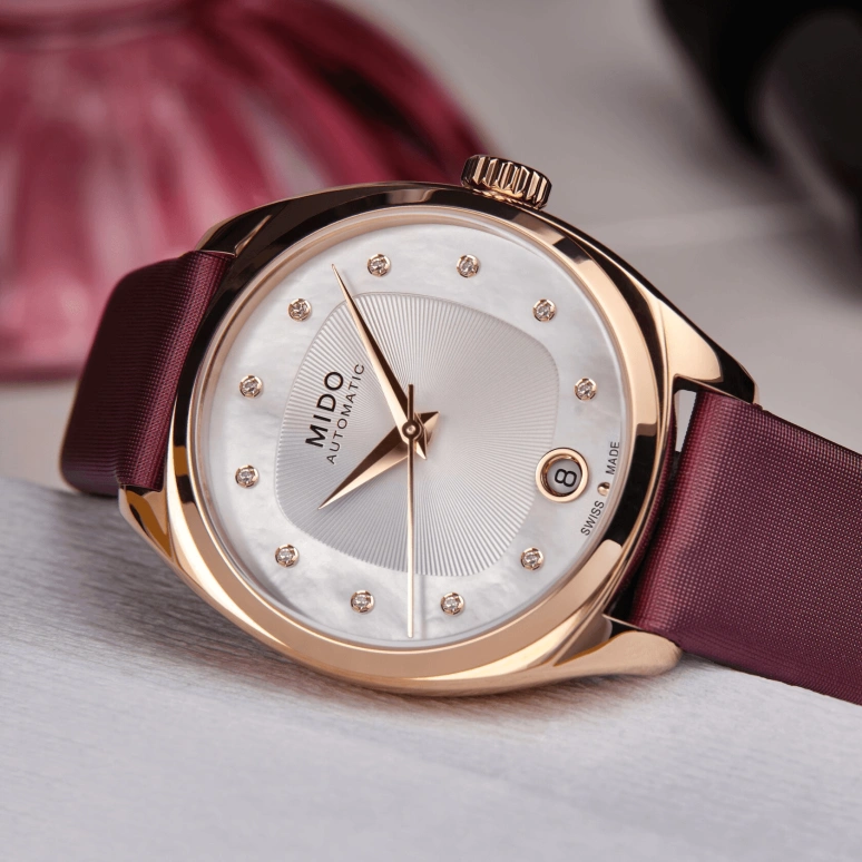 Mido,Belluna 33mm,33mm,Stainless Steel,Rose Gold,White,Automatic,80hours,In-house Caliber,M024,M024.307.37.116.00