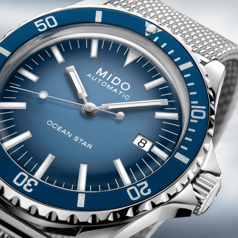 Mido,Ocean Star 40.50mm,40.50mm,Stainless Steel,Gradient,Blue,Automatic,Day,Sapphire,Crystal Glass,M026,M026.807.11.041.01