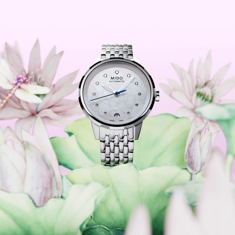 Mido,Rainflower 34mm,34mm,Stainless Steel,Silver White,Automatic,Day,Sapphire,Crystal Glass,M043,M043.207.11.106.00