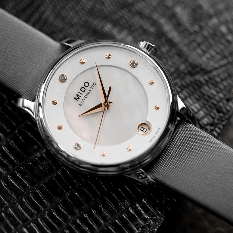 Mido,Baroncelli 33mm,33mm,Stainless Steel,White,Automatic,80hours,In-house Caliber,M039,M039.207.16.106.00