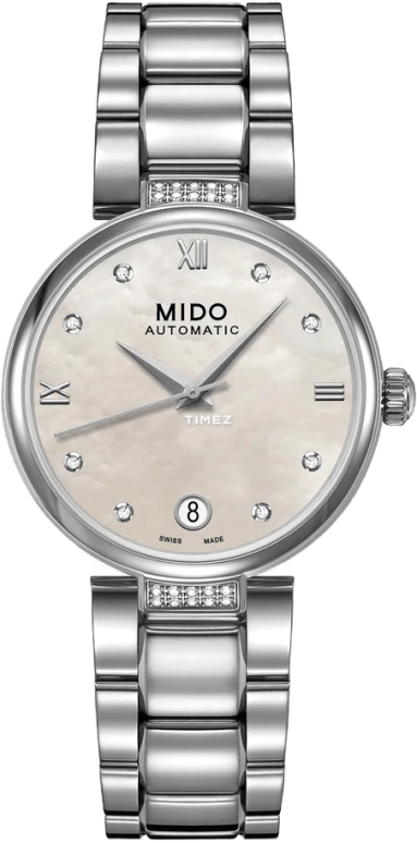 Mido,Baroncelli 33mm,33mm,Stainless Steel,White,Automatic,Day,Sapphire,Crystal Glass,M022,M022.207.61.116.11