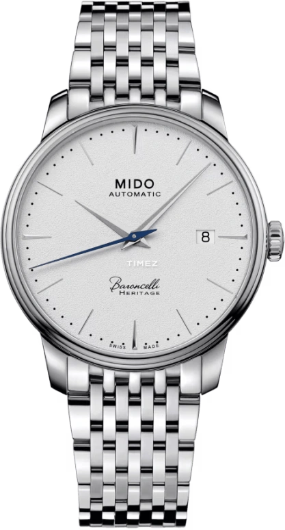 Mido,Baroncelli 39mm,39mm,Stainless Steel,Silver White,Automatic,Day,Sapphire,Crystal Glass,M027,M027.407.11.011.00