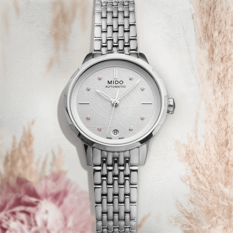 Mido,Rainflower 34mm,34mm,Stainless Steel,White,Automatic,Date,Anti-magnetic,M043,M043.207.11.011.00