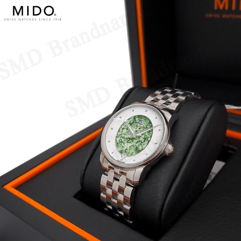 Mido,Baroncelli 33mm,33mm,Stainless Steel,White,Green,Automatic,Day,80hours,M035,M035.207.11.481.00