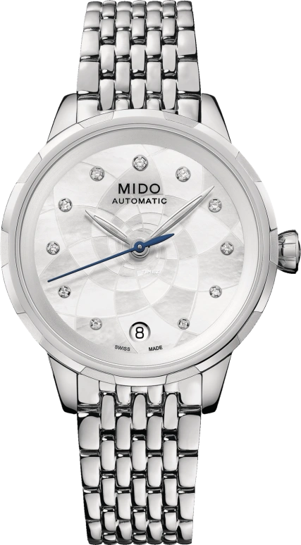 Mido,Rainflower 34mm,34mm,Stainless Steel,Silver White,Automatic,Day,Sapphire,Crystal Glass,M043,M043.207.11.106.00