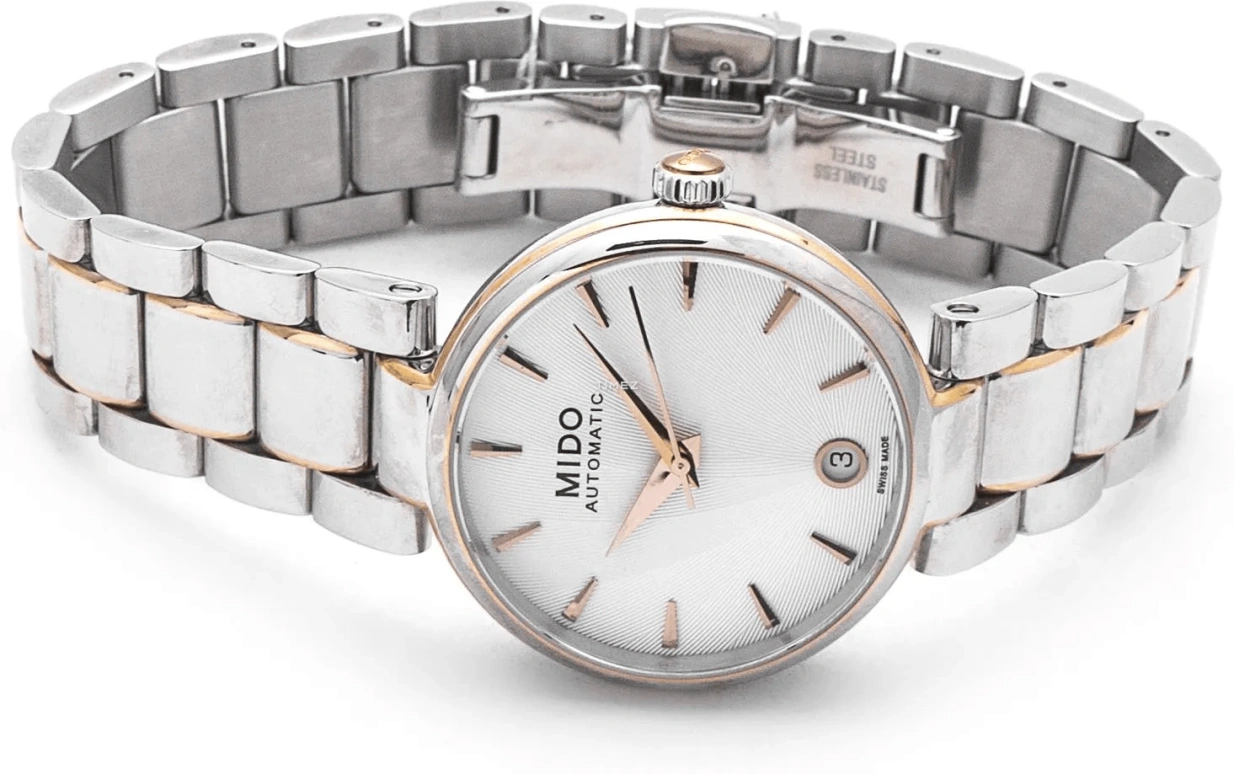Mido,Baroncelli 33mm,33mm,Stainless Steel,White,Automatic,Day,Sapphire,Crystal Glass,M022,M022.207.22.031.11