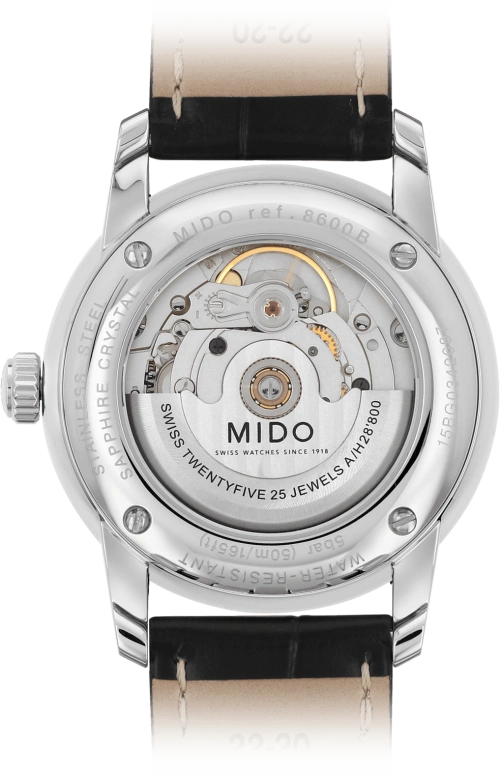 Mido,Baroncelli 38mm,38mm,Stainless Steel,Silver,Automatic,80hours,In-house Caliber,M8600,M8600.4.21.4