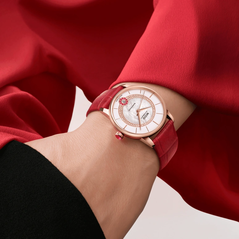 Mido,Baroncelli 33mm,33mm,Stainless Steel,Rose Gold,White,Automatic,Day,80hours,M037,M037.807.36.031.01